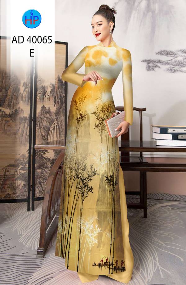 Vải Áo Dài Phong Cảnh Tre Trúc AD 40065 16